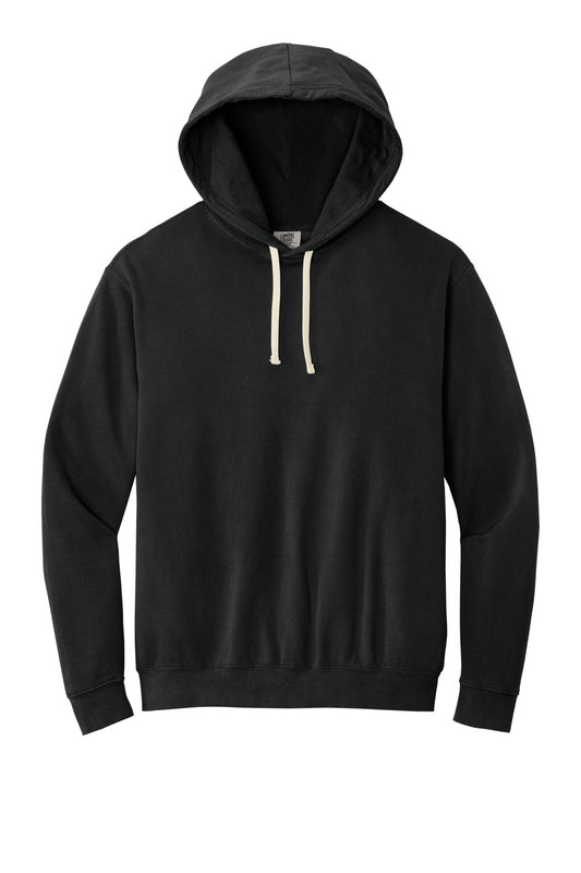 Front View of Black Comfort Colors Lightweight Hooded Sweatshirt 1467