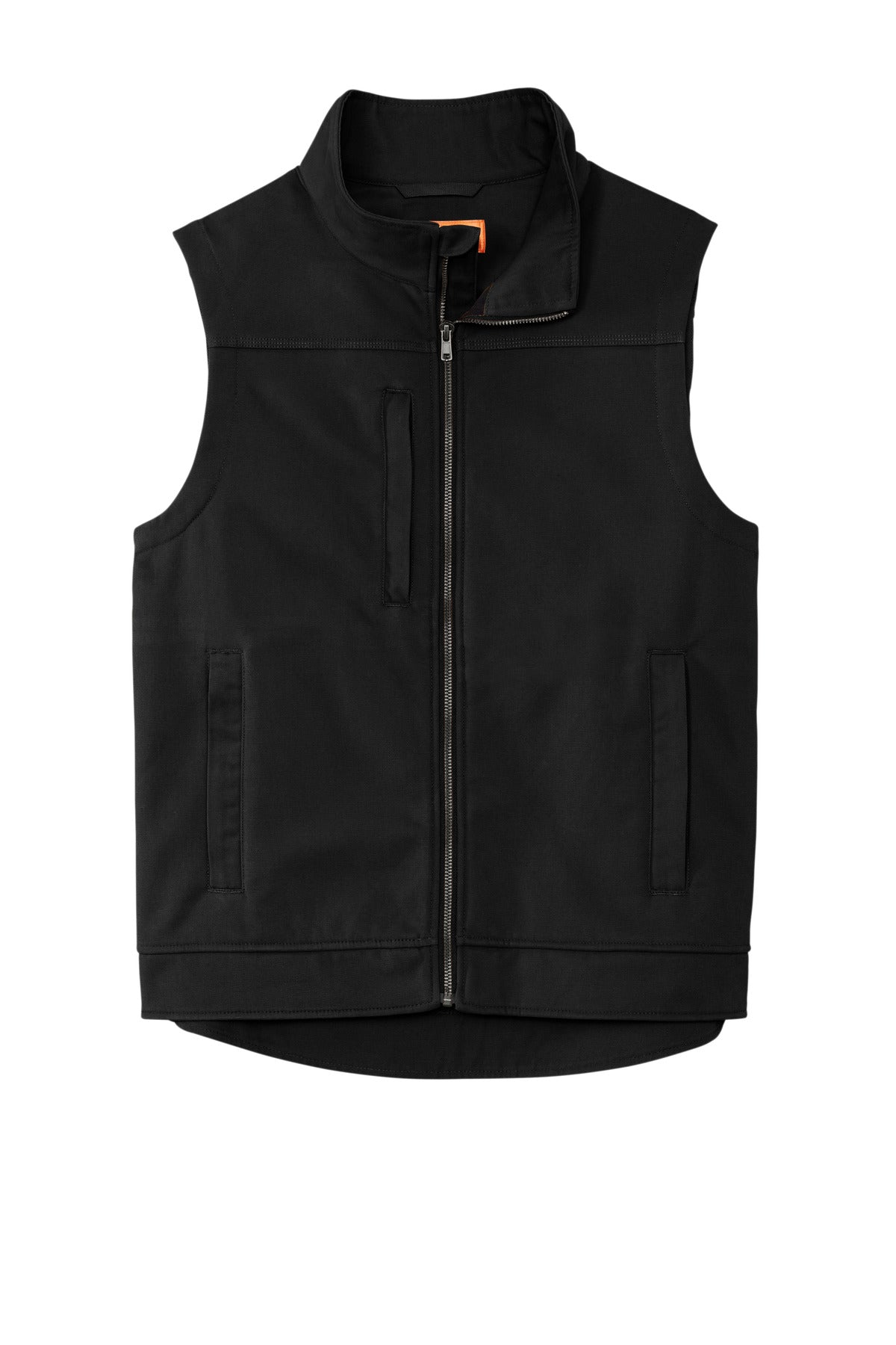 Front View of Black CornerStone Duck Bonded Soft Shell Vest CSV60
