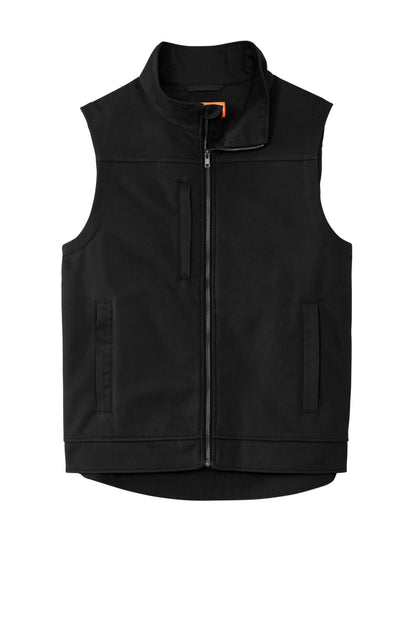 Front View of Black CornerStone Duck Bonded Soft Shell Vest CSV60