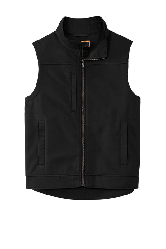 Front View of Black CornerStone Duck Bonded Soft Shell Vest CSV60