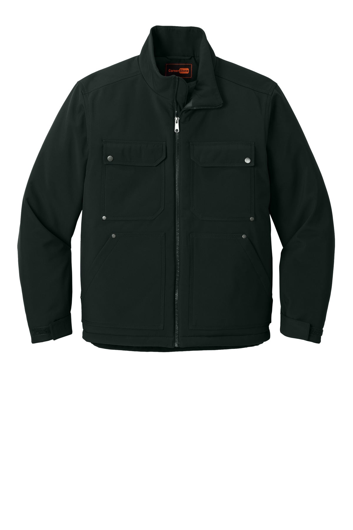 Front View of Black CornerStone Insulated Workwear Soft Shell CSJ75