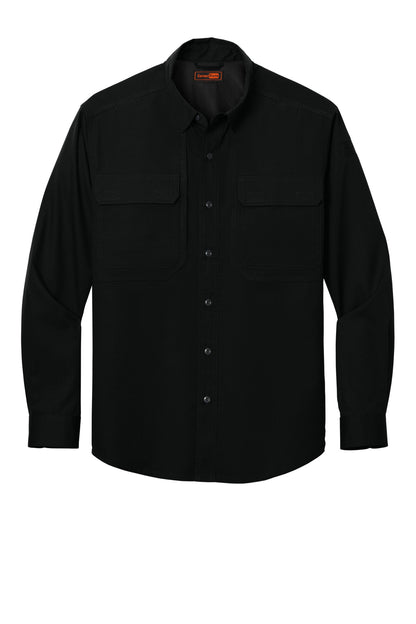 Front View of Black CornerStone Long Sleeve Select Tactical Shirt CSW176
