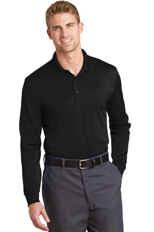 Front View of Black CornerStone Select Snag-Proof Long Sleeve Polo. CS412LS