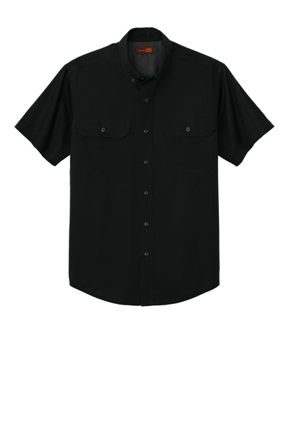 Front View of Black CornerStone Short Sleeve Select Ripstop Shirt CSW175