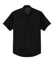 Front View of Black CornerStone Short Sleeve Select Ripstop Shirt CSW175