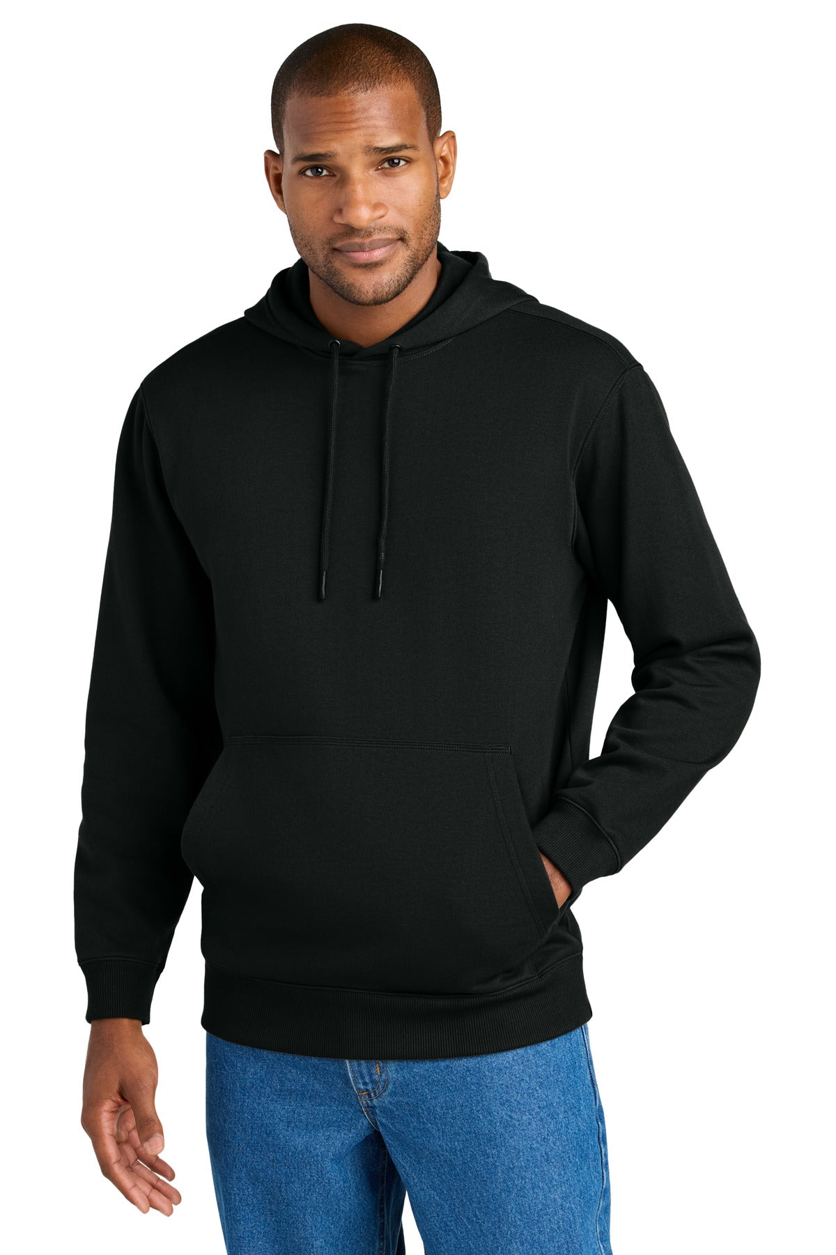 Front View of Black CornerStone Tough Fleece Pullover Hoodie CSF630