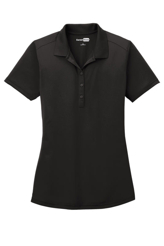Front View of Black CornerStone Women's Select Lightweight Snag-Proof Polo. CS419