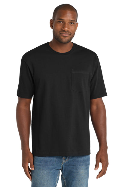 Front View of Black CornerStone Workwear Pocket Tee CS430