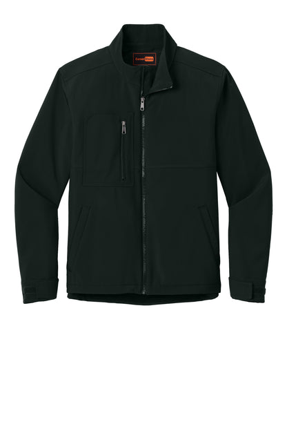 Front View of Black CornerStone Workwear Soft Shell CSJ70