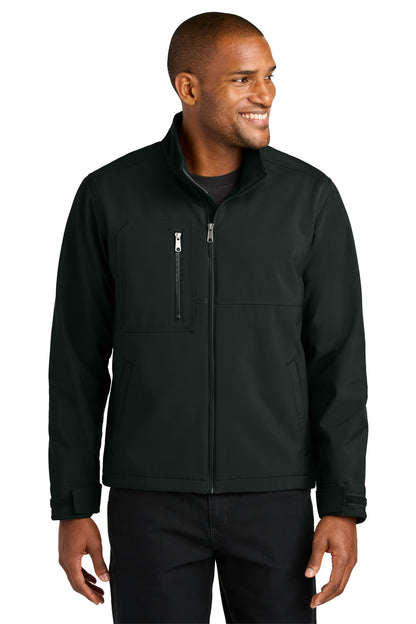 Front View of Black CornerStone Workwear Soft Shell CSJ70