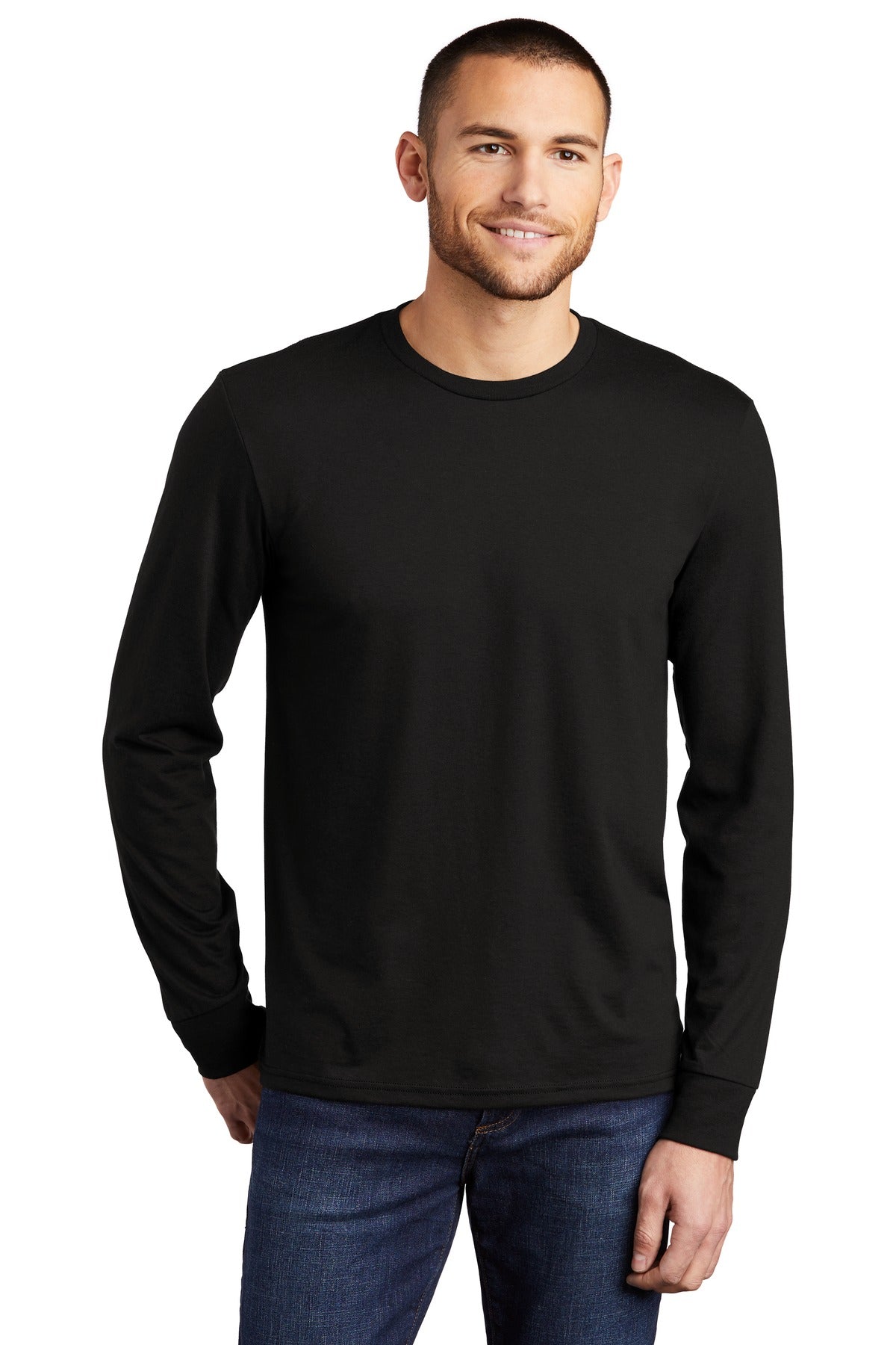 Front View of Black District Perfect Tri Long Sleeve Tee . DM132