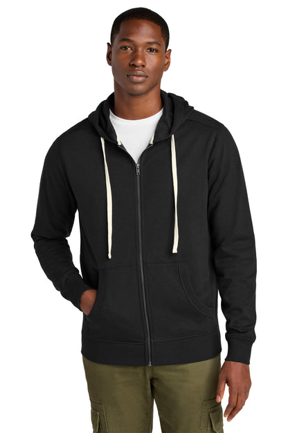 Front View of Black District Re-Fleece Full-Zip Hoodie DT8102