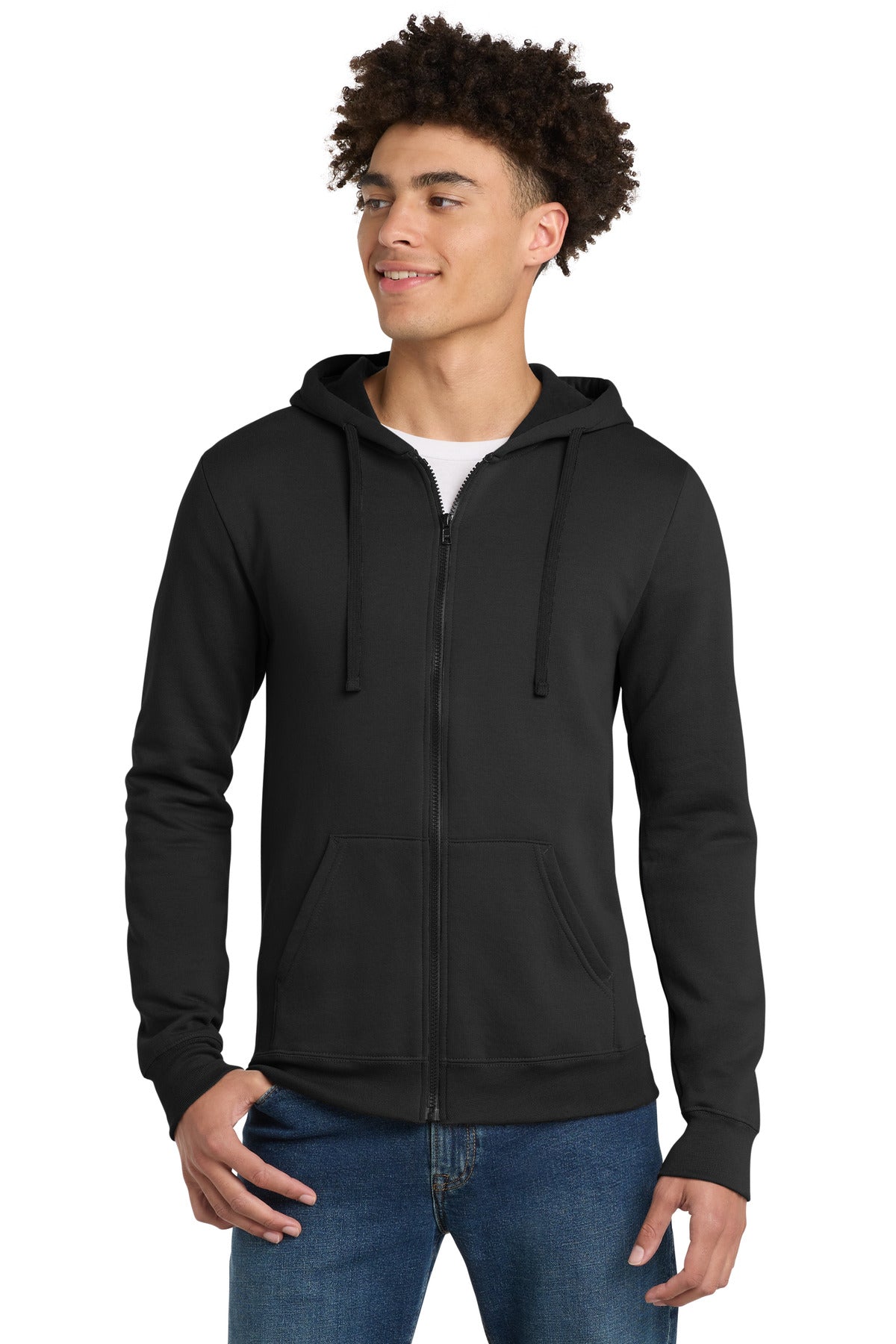 Front View of Black District The Concert Fleece Full-Zip Hoodie. DT800