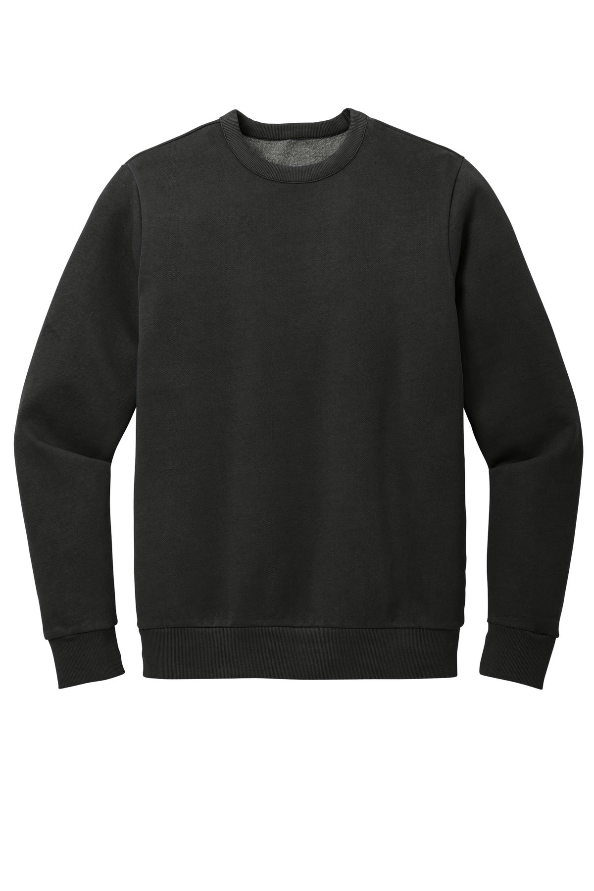 Front View of Black District Wash Fleece Crew DT2204