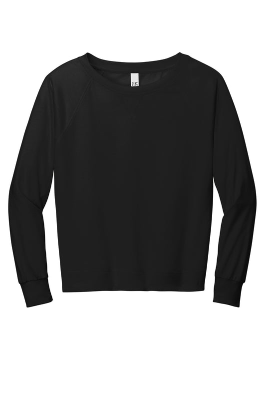 Front View of Black District Women's Featherweight French Terry Long Sleeve Crewneck DT672