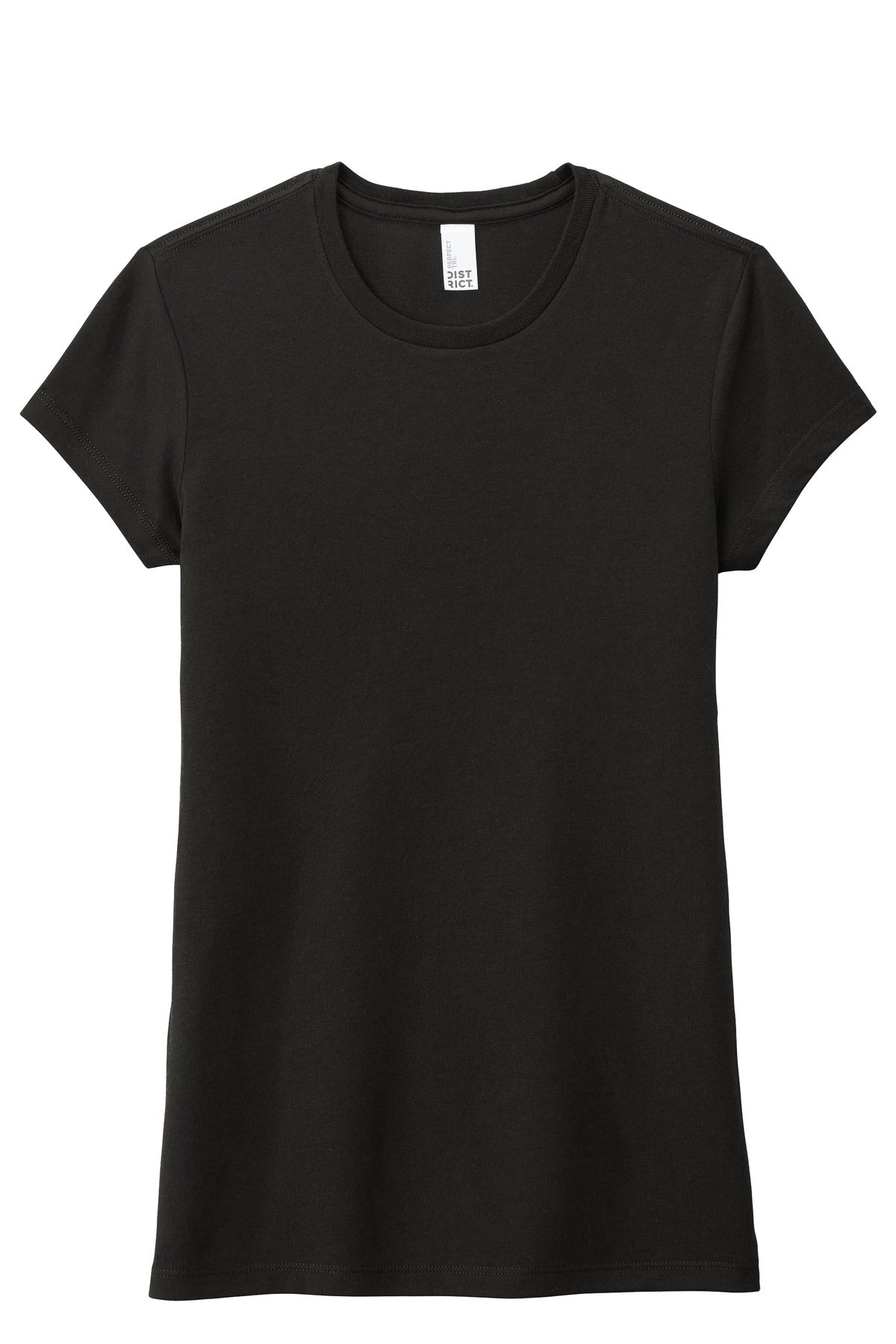 Front View of Black District Women's Fitted Perfect Tri Tee. DT155