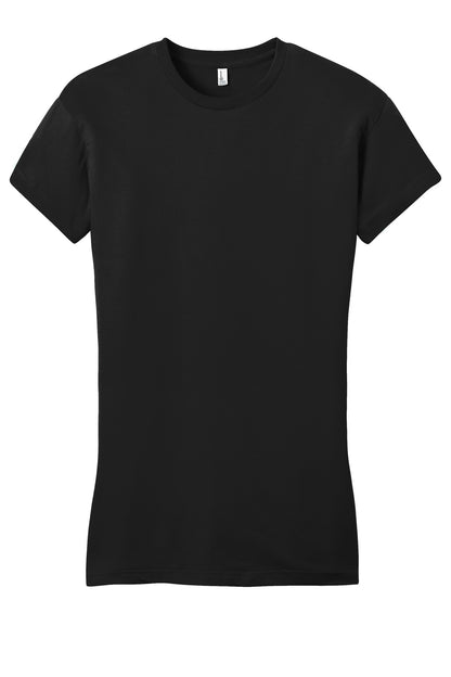 Front View of Black District Women's Fitted Very Important Tee . DT6001