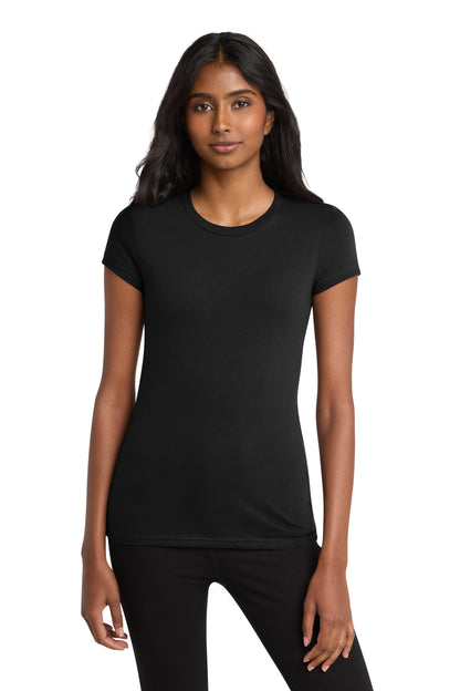 Front View of Black District Women's Fitted Very Important Tee . DT6001