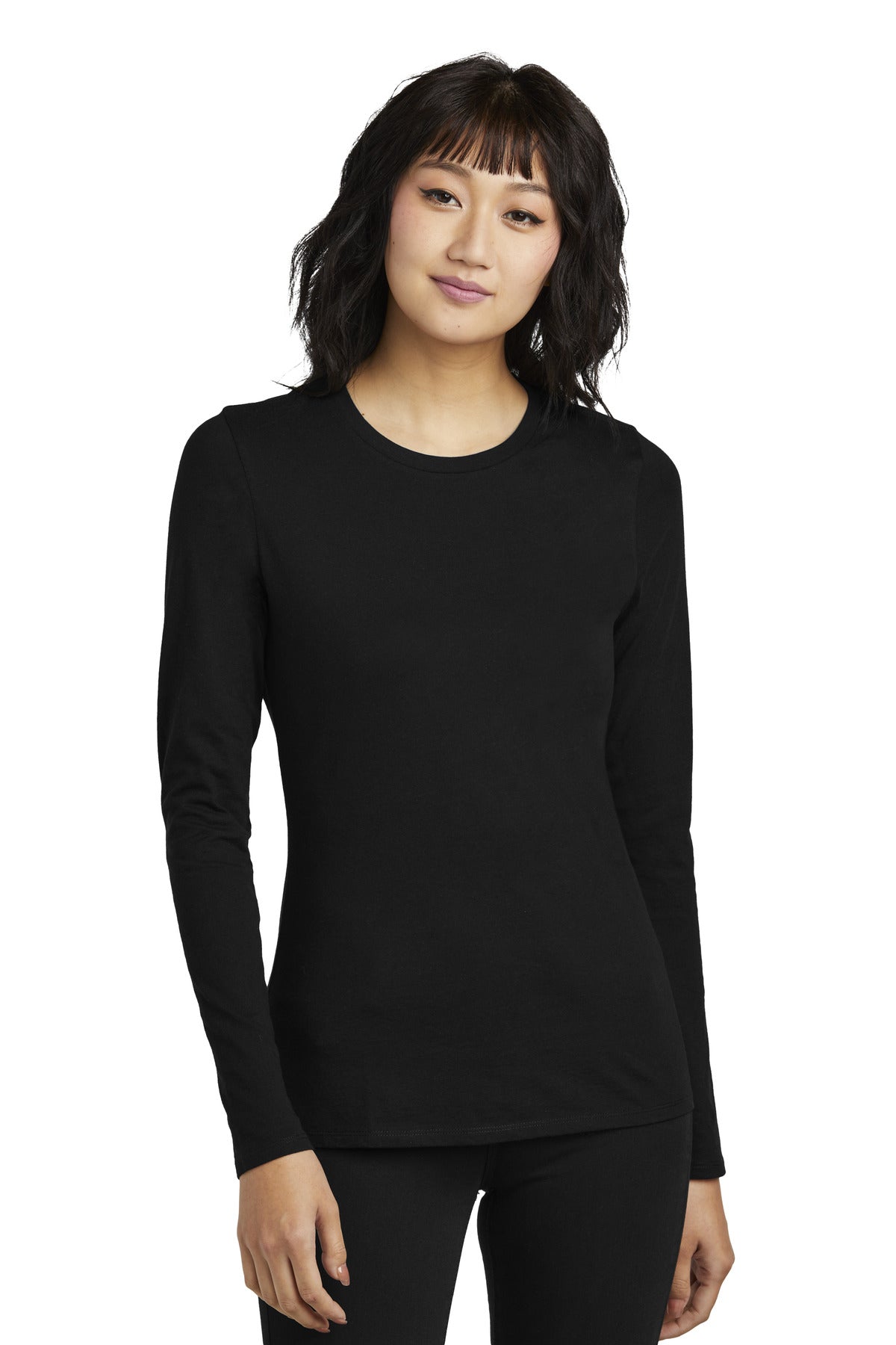 Front View of Black District Women's Perfect Blend CVC Long Sleeve Tee DT110