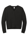 Front View of Black District Women's Perfect Tri Fleece V-Neck Sweatshirt DT1312
