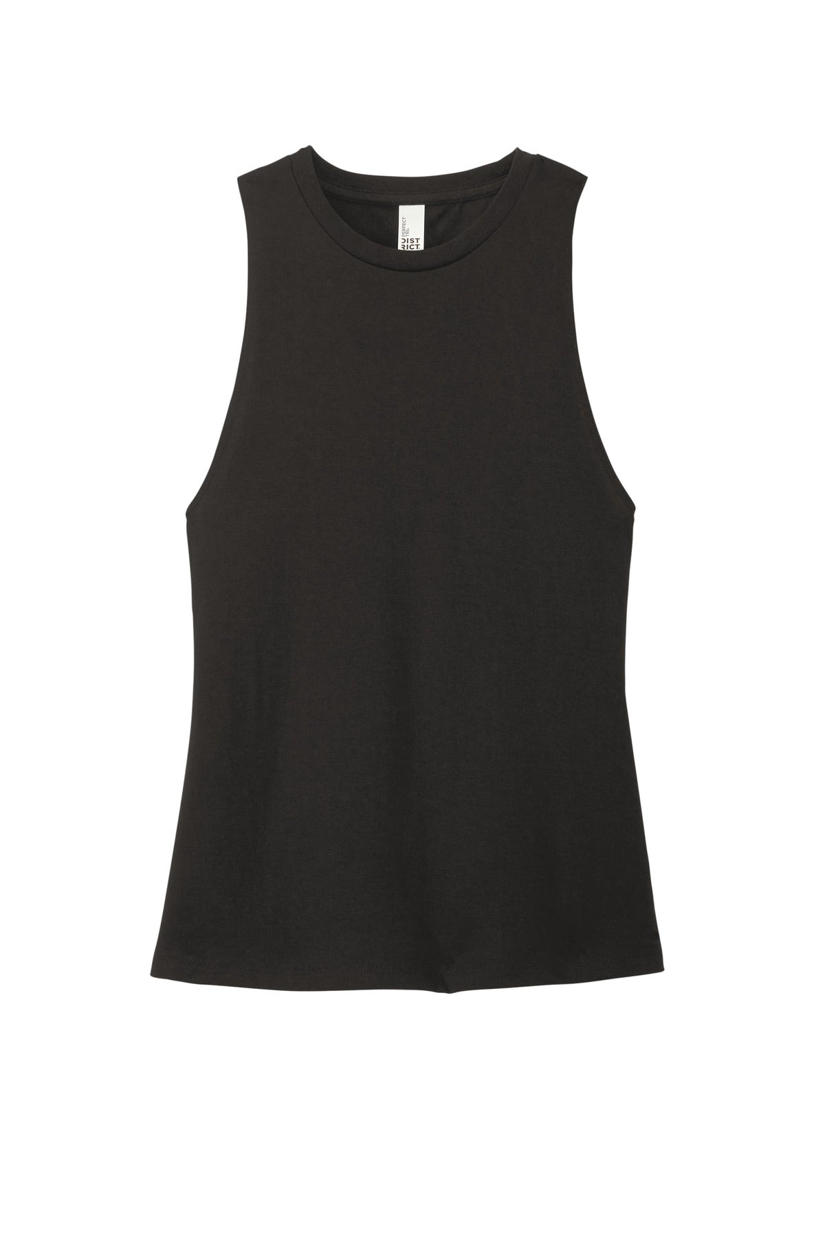 Front View of Black District Women's Perfect Tri Muscle Tank DT153