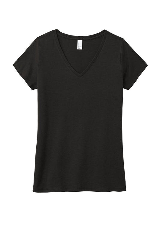 Front View of Black District Women's Perfect Tri V-Neck Tee. DM1350L
