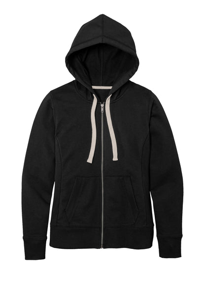 Front View of Black District Women's Re-Fleece Full-Zip Hoodie DT8103