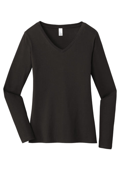 Front View of Black District Women's Very Important Tee Long Sleeve V-Neck. DT6201