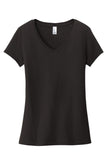 Front View of Black District Women's Very Important Tee V-Neck. DT6503