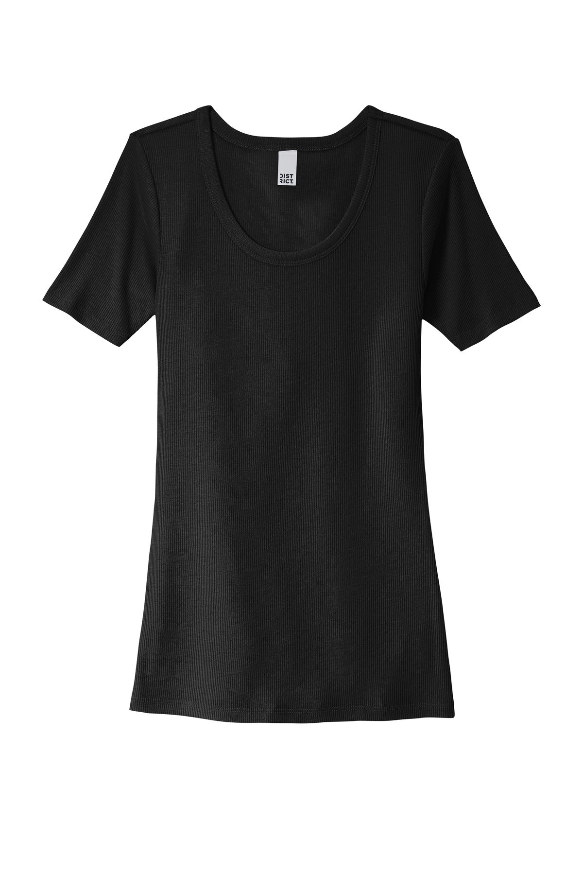 Front View of Black District Women's V.I.T. Rib Scoop Neck Tee DT6020