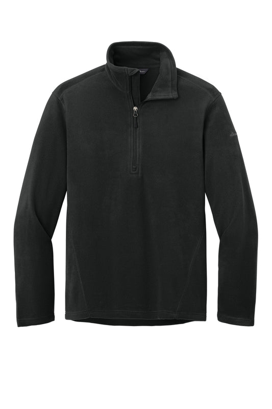 Front View of Black Eddie Bauer 1/2-Zip Microfleece Jacket. EB226