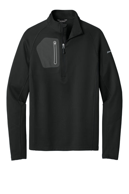 Front View of Black Eddie Bauer 1/2-Zip Performance Fleece. EB234