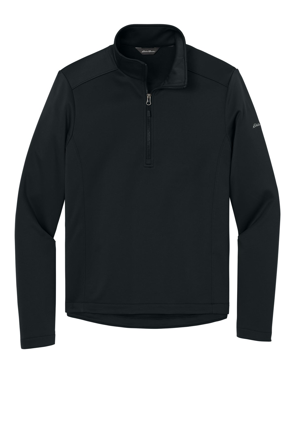 Front View of Black Eddie Bauer Smooth Mid Layer Fleece 1/2-Zip EB2360