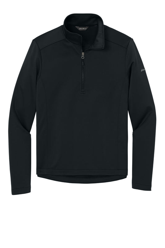 Front View of Black Eddie Bauer Smooth Mid Layer Fleece 1/2-Zip EB2360