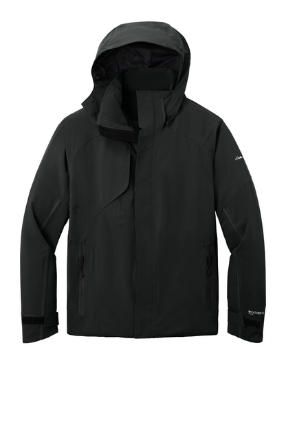 Front View of Black Eddie Bauer WeatherEdge Plus Insulated Jacket. EB554