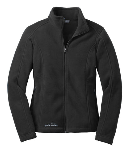 Front View of Black Eddie Bauer - Women's Full-Zip Fleece Jacket. EB201