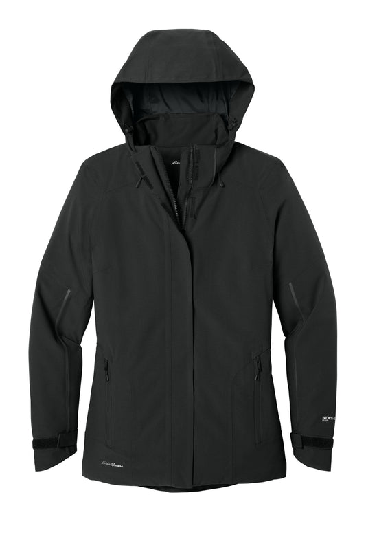 Front View of Black Eddie Bauer Women's WeatherEdge Plus Insulated Jacket. EB555