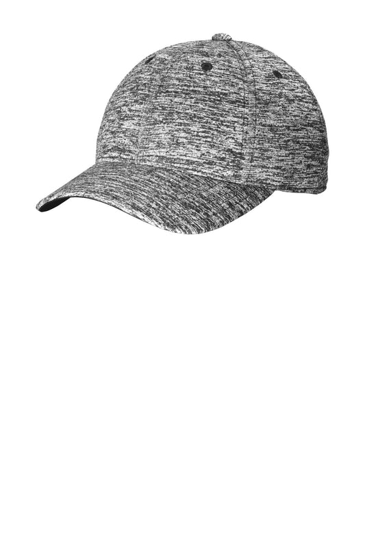 Front View of Black Electric Sport-Tek PosiCharge Electric Heather Cap. STC34