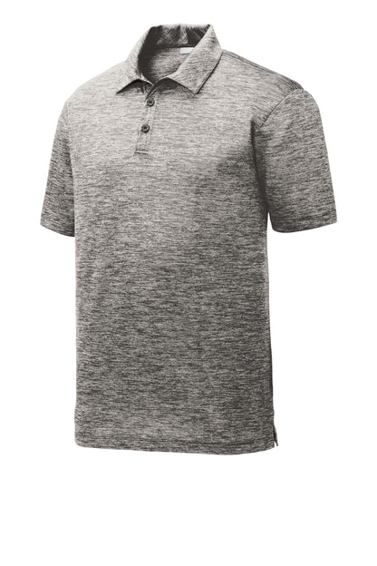 Front View of Black Electric Sport-Tek PosiCharge Electric Heather Polo. ST590