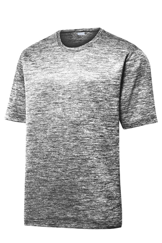 Front View of Black Electric Sport-Tek PosiCharge Electric Heather Tee. ST390