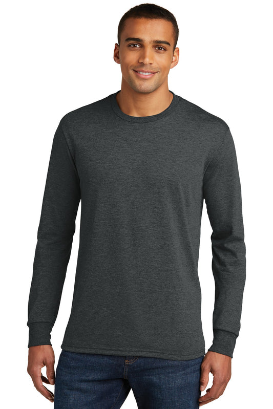 Front View of Black Frost District Perfect Tri Long Sleeve Tee . DM132