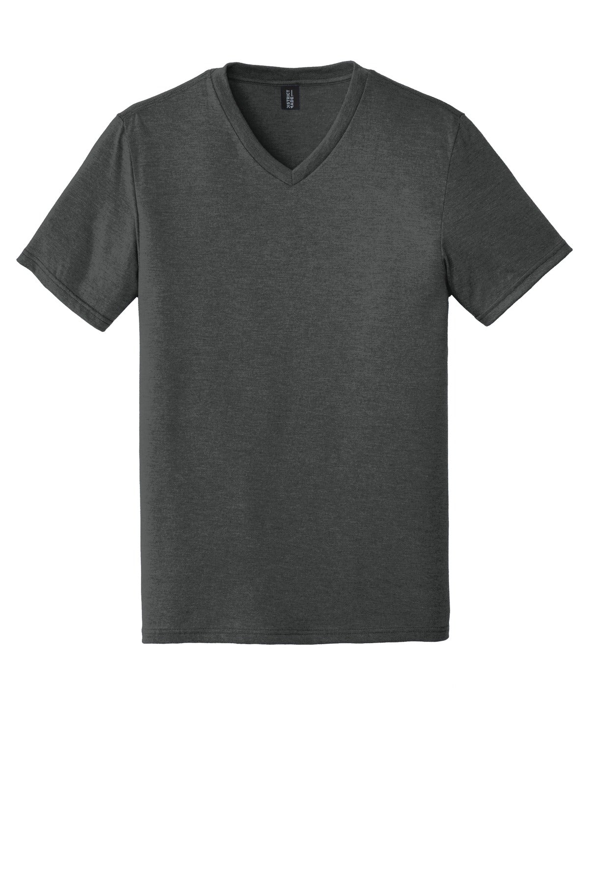 Front View of Black Frost District Perfect Tri V-Neck Tee. DT1350