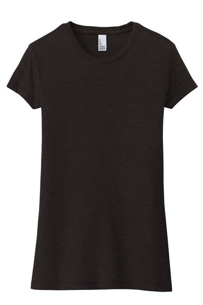 Front View of Black Frost District Women's Fitted Perfect Tri Tee. DT155