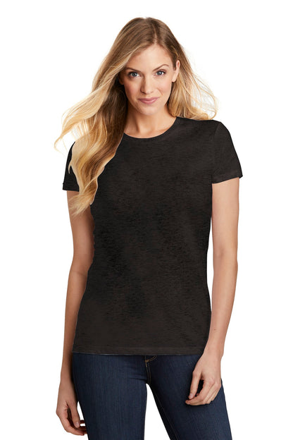 Front View of Black Frost District Women's Fitted Perfect Tri Tee. DT155