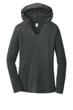 Front View of Black Frost District Women's Perfect Tri Long Sleeve Hoodie. DM139L
