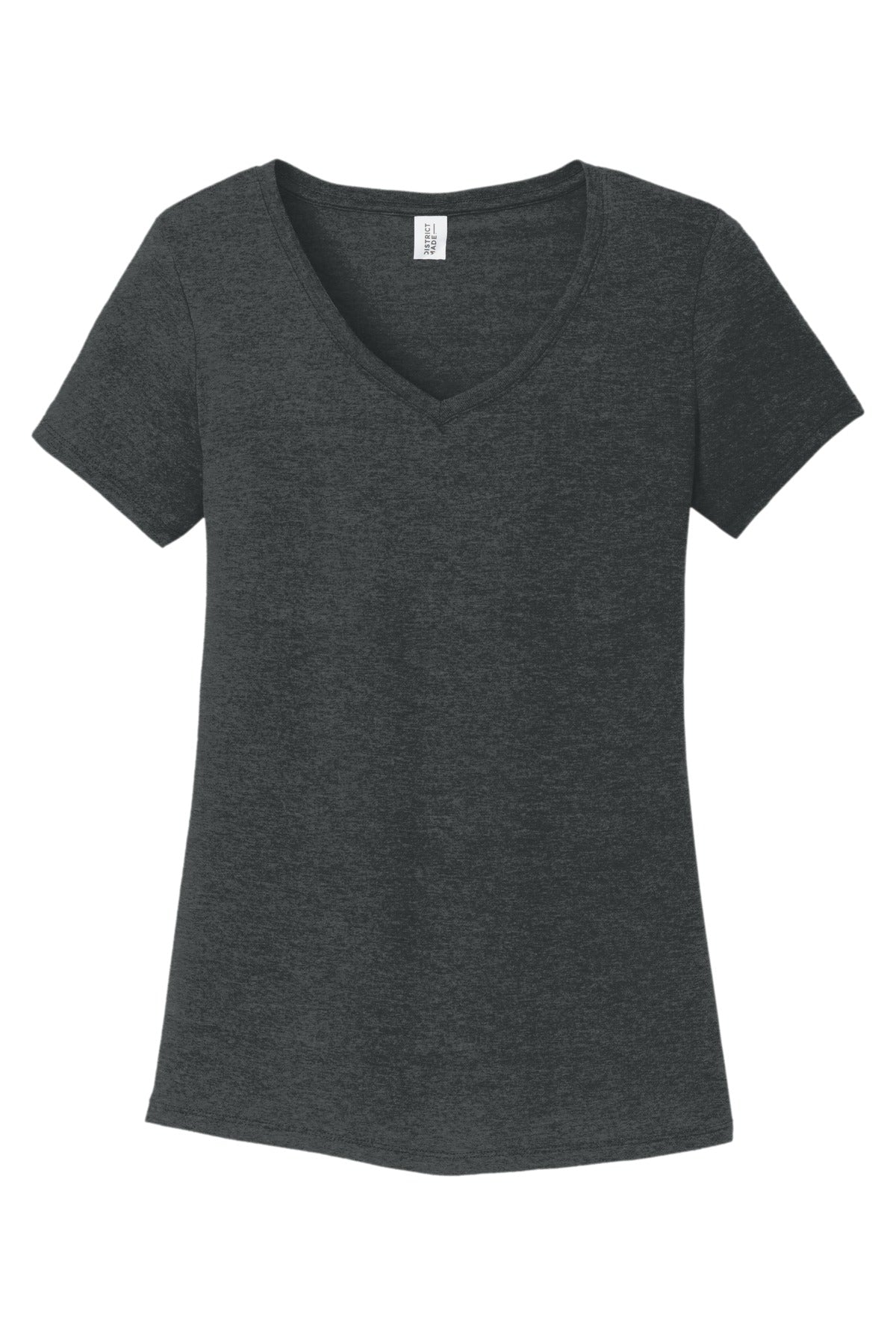 Front View of Black Frost District Women's Perfect Tri V-Neck Tee. DM1350L