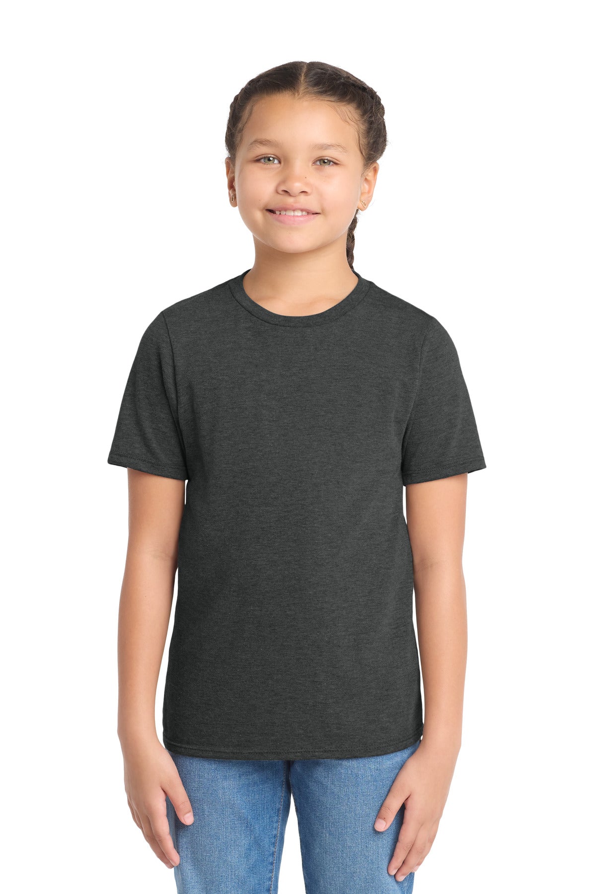 Front View of Black Frost District Youth Perfect Tri Tee. DT130Y