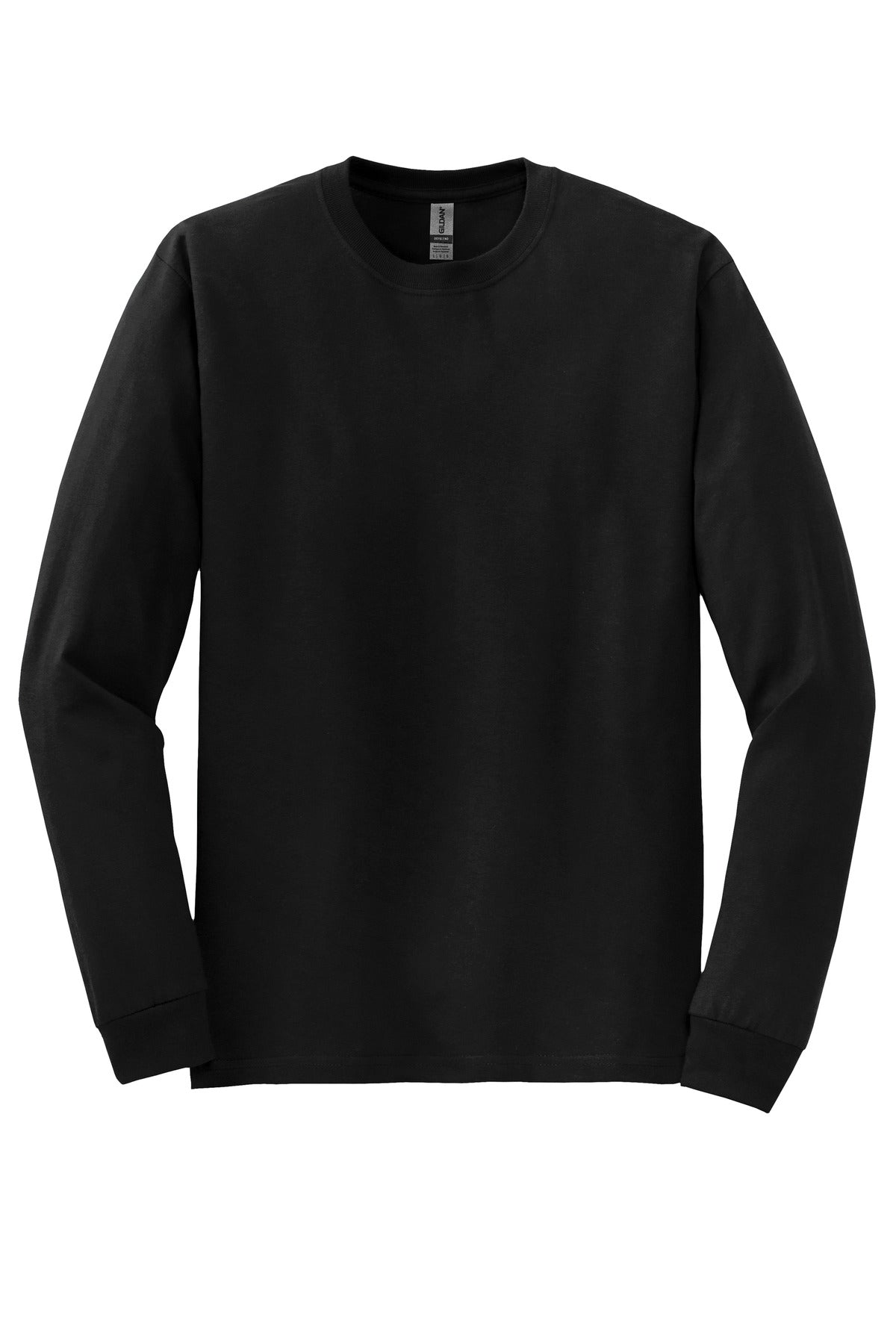 Front View of Black Gildan - DryBlend 50 Cotton/50 Poly Long Sleeve T-Shirt. 8400