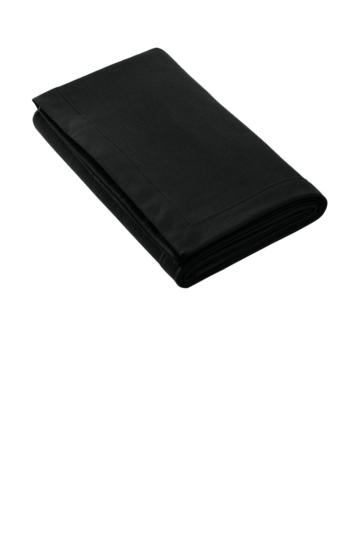 Front View of Black Gildan Heavy Blend Fleece Stadium Blanket 18900