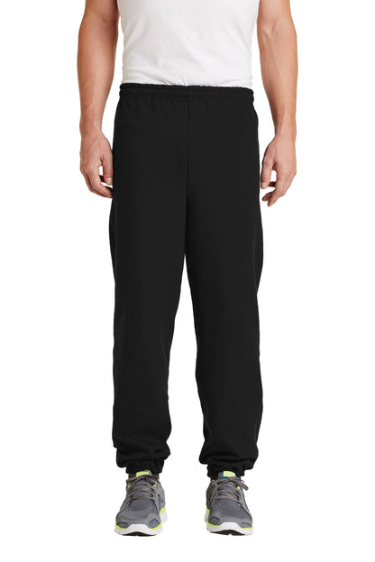 Front View of Black Gildan Heavy Blend Sweatpant. 18200